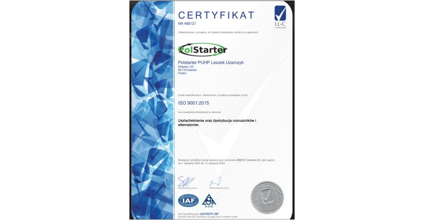 Certyfikat ISO